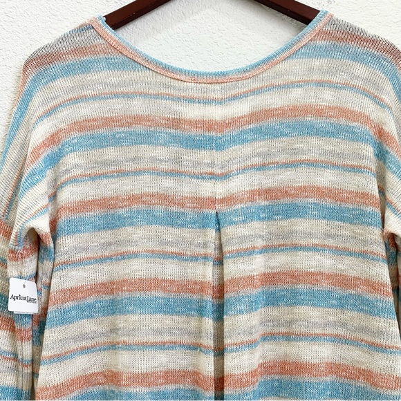 SADIE & SAGE Multicolored Stripe Hi-Low Long Sleeves Knit Top Size S NEW - Picture 7 of 14